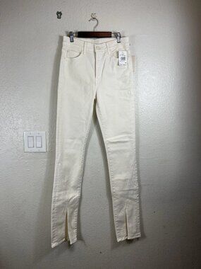 MOTHER The Rascal Sliced Up Heel Play Date White Jeans Women Size 29